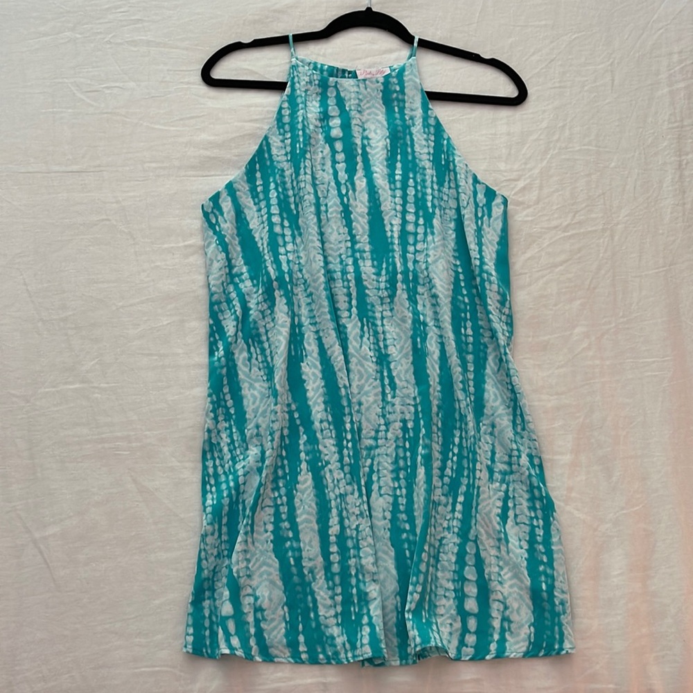 Pink Lily Turquoise Tie Dye Dress